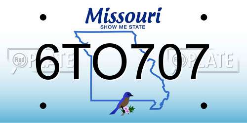 6TO707 Missouri License Plate