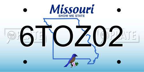 6TOZ02 Missouri License Plate