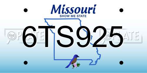 6TS925 Missouri License Plate