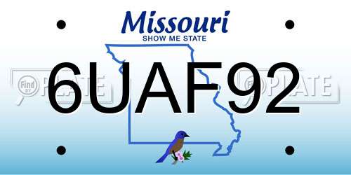 6UAF92 Missouri License Plate