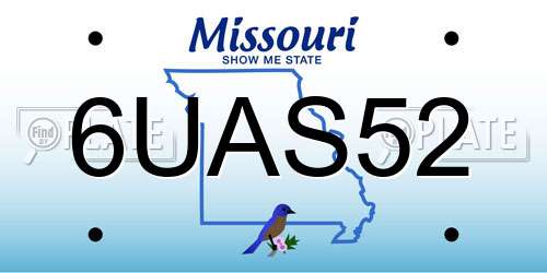6UAS52 Missouri License Plate