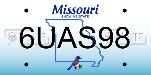 6UAS98 Missouri License Plate