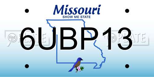6UBP13 Missouri License Plate