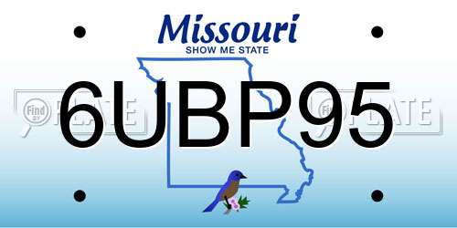6UBP95 Missouri License Plate