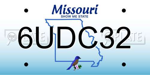 6UDC32 Missouri License Plate
