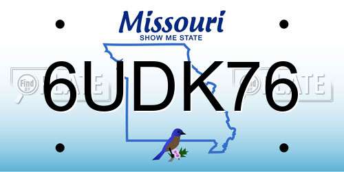 6UDK76 Missouri License Plate