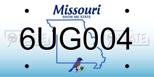 6UG004 Missouri License Plate