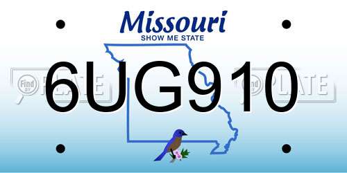 6UG910 Missouri License Plate