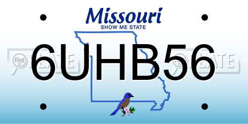 6UHB56 Missouri License Plate