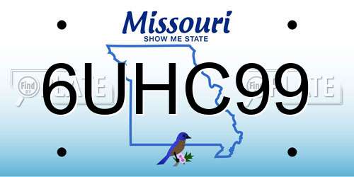 6UHC99 Missouri License Plate