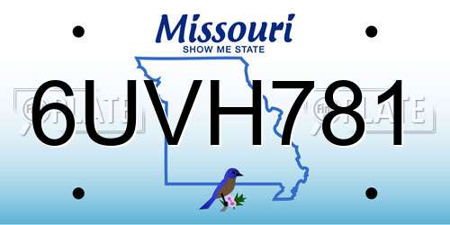 6UVH781 Missouri License Plate