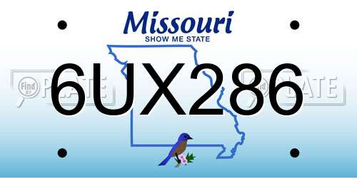 6UX286 Missouri License Plate