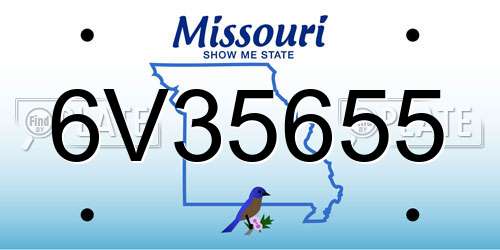 6V35655 Missouri License Plate