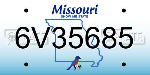 6V35685 Missouri License Plate
