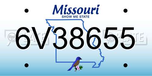 6V38655 Missouri License Plate