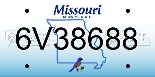 6V38688 Missouri License Plate