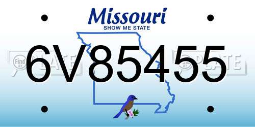 6V85455 Missouri License Plate