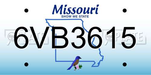 6VB3615 Missouri License Plate