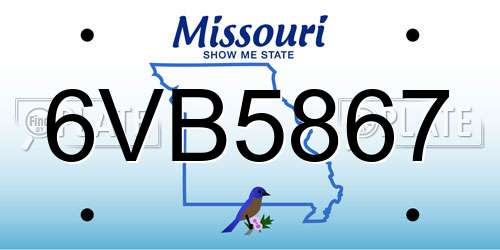 6VB5867 Missouri License Plate