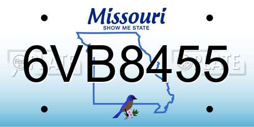 6VB8455 Missouri License Plate