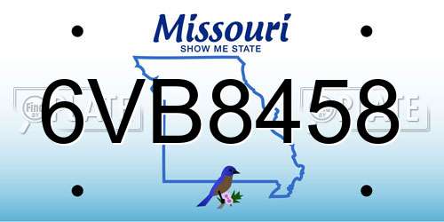 6VB8458 Missouri License Plate