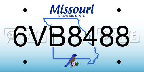6VB8488 Missouri License Plate