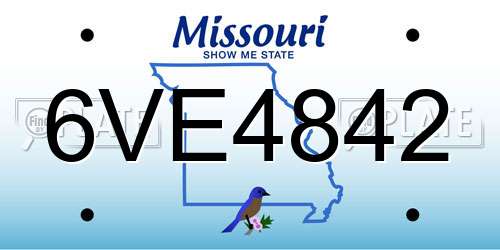 6VE4842 Missouri License Plate