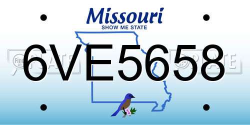 6VE5658 Missouri License Plate