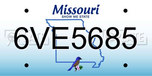 6VE5685 Missouri License Plate