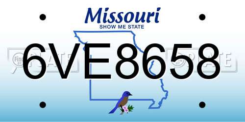 6VE8658 Missouri License Plate