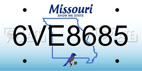6VE8685 Missouri License Plate