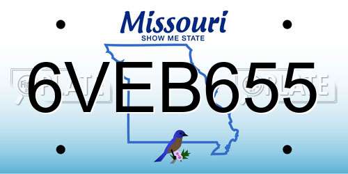 6VEB655 Missouri License Plate