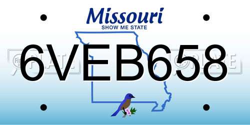 6VEB658 Missouri License Plate