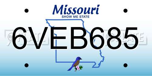 6VEB685 Missouri License Plate