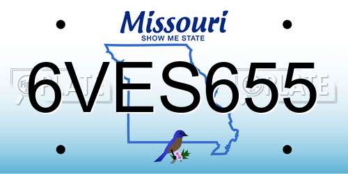 6VES655 Missouri License Plate