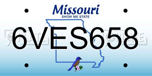 6VES658 Missouri License Plate