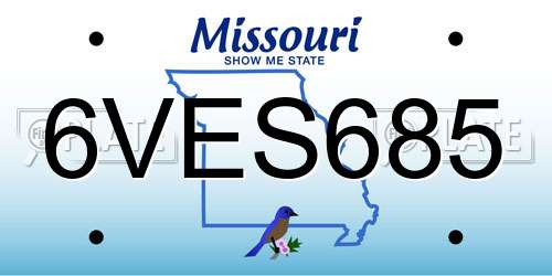 6VES685 Missouri License Plate