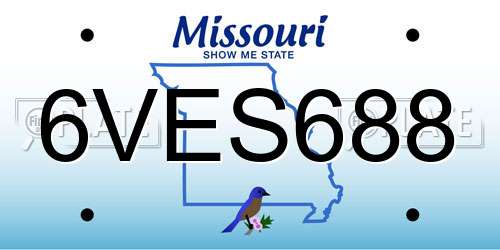 6VES688 Missouri License Plate
