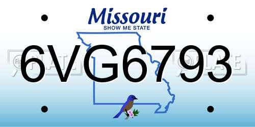 6VG6793 Missouri License Plate