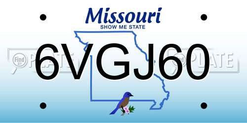 6VGJ60 Missouri License Plate