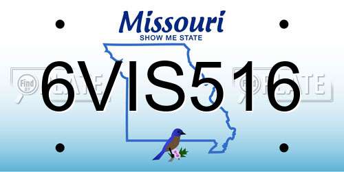 6VIS516 Missouri License Plate