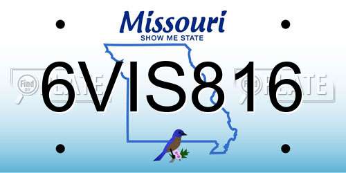 6VIS816 Missouri License Plate