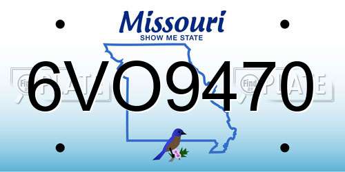 6VO9470 Missouri License Plate