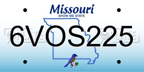 6VOS225 Missouri License Plate