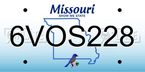 6VOS228 Missouri License Plate