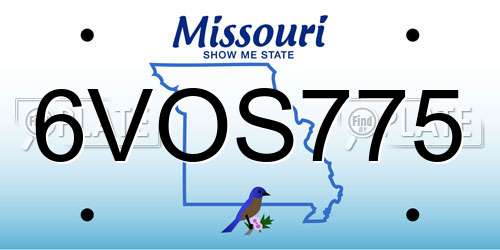 6VOS775 Missouri License Plate