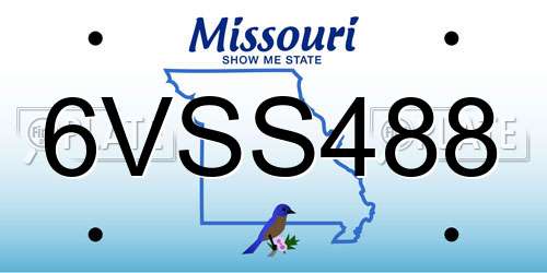 6VSS488 Missouri License Plate