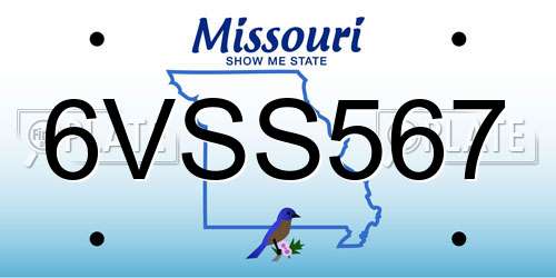 6VSS567 Missouri License Plate