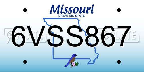 6VSS867 Missouri License Plate