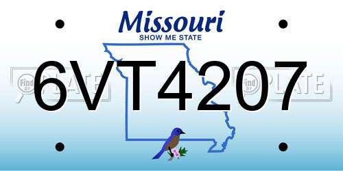 6VT4207 Missouri License Plate